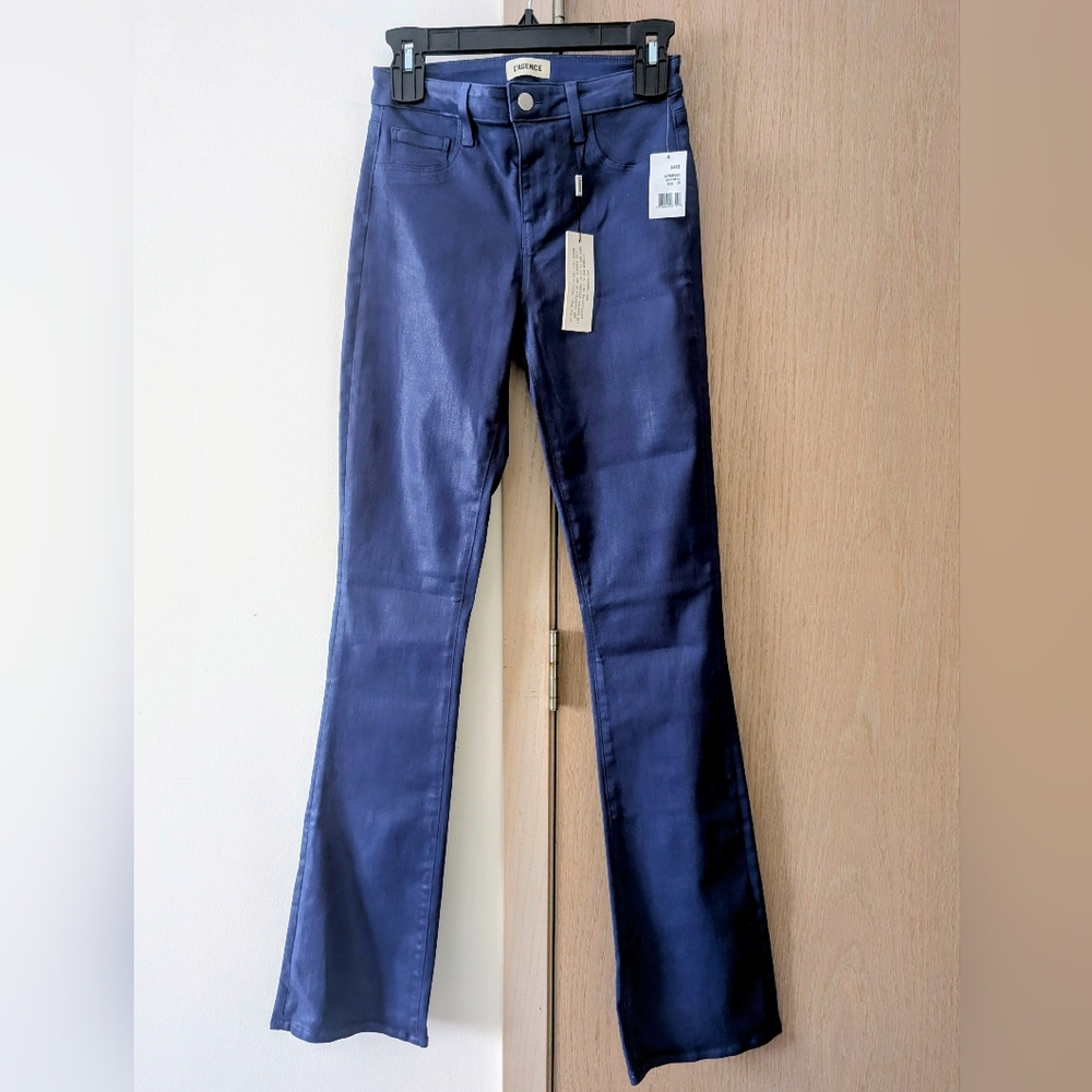 L'AGENCE Blue Coated Denim Pants